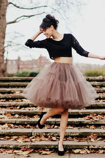 Blusa preta com ballerina skirt marrom