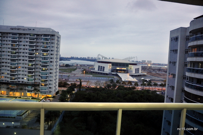 Vista da nossa varanda no Rio de Janeiro: visão frontal da Arena HSBC