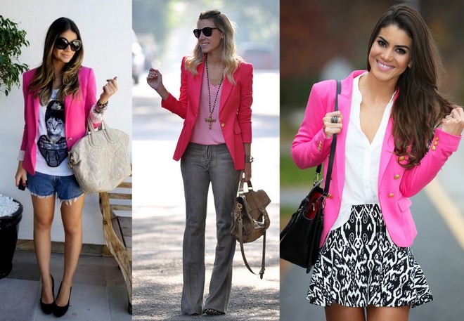 AS blogueiras Thássia Naves, Naty Vozza e Camila Coelho apostaram no look com blazer rosa