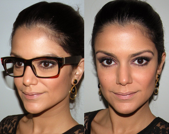 Marina, do 2beauty, apostou no clássico marrom na maquiagem para quem usa óculos