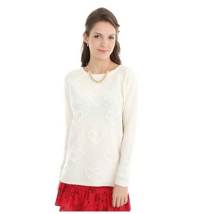 suéter de tricot feminino na cor off white