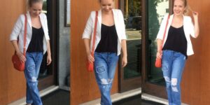 Meu look calça jeans destroyed e blazer